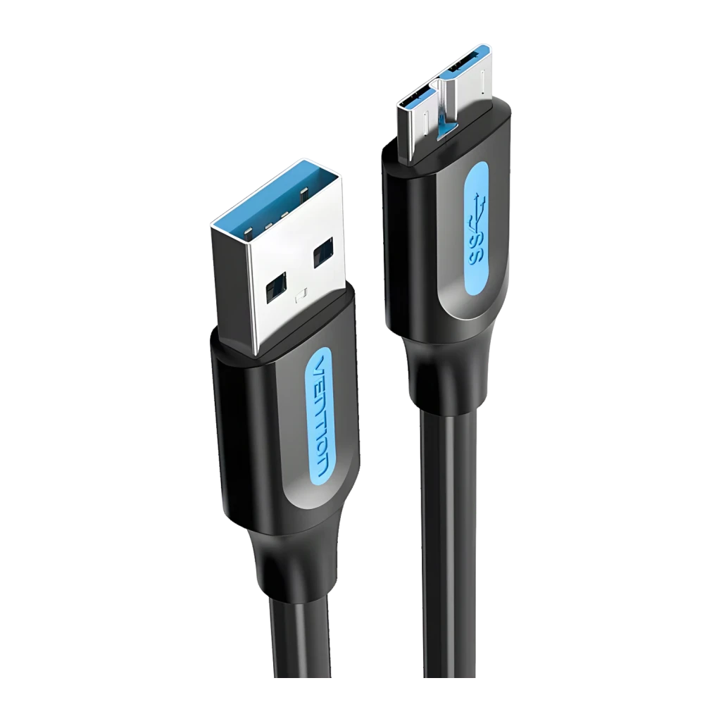 Cable Vention USB-A a Micro-B USB 3.0 de 0,25 m en color negro para transferencia de datos y carga