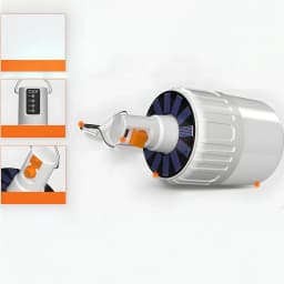 Lanterna de campismo SUPERFIRE Solar e Micro USB 500lm Branco T26-S, detalhe: painel solar circular, porta Micro USB laranja