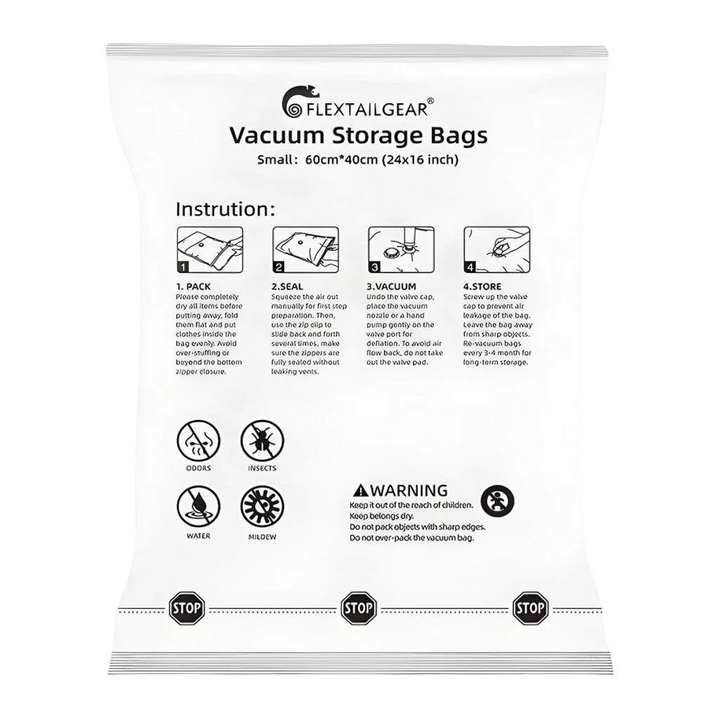 Bolsas de vacío Flextail Vacuum S Pack 4 Hermético, resistente a humedad 40x60 cm, vista frontal: bolsa individual