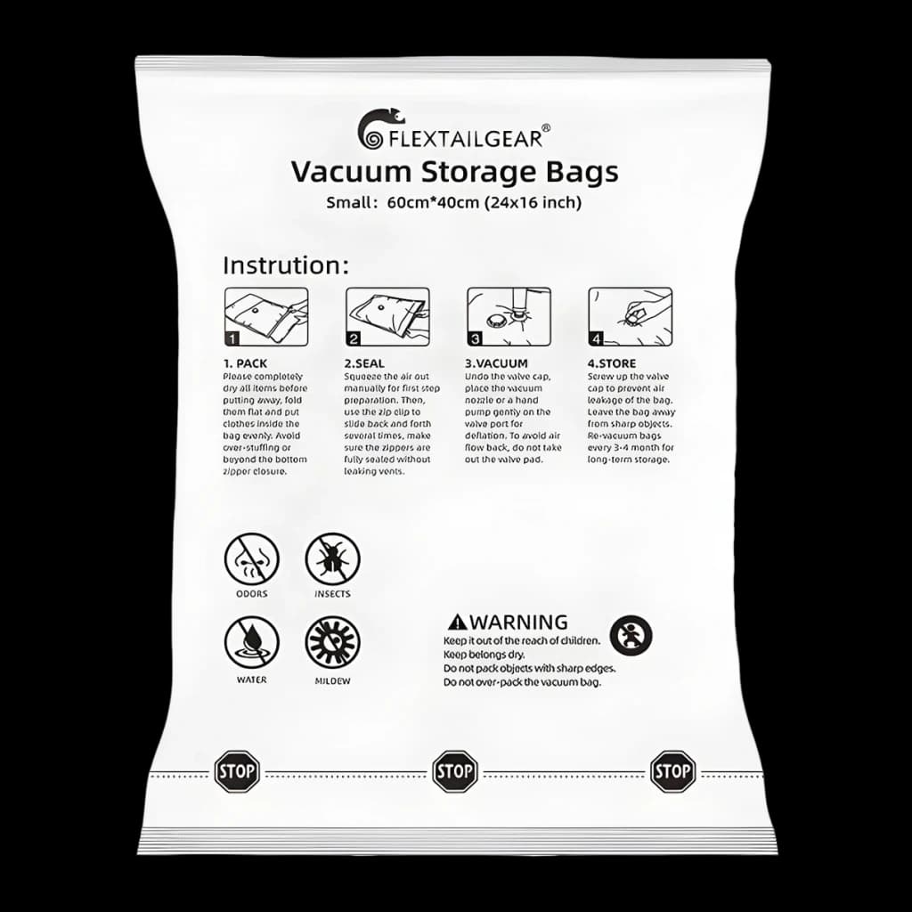Bolsas de vacío Flextail Vacuum S Pack 4 Hermético, resistente a humedad 40x60 cm, vista frontal: bolsa individual