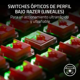 Teclado Gaming Razer DeathStalker V2 Pro TenKeyless Inalámbrico Rojo, detalle: switches ópticos lineales de perfil bajo
