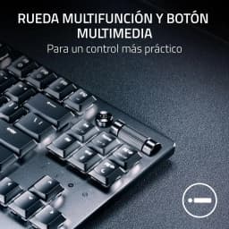 Teclado Gaming Razer DeathStalker V2 Pro TenKeyless Inalámbrico Rojo, detalle: rueda multifunción y botón multimedia