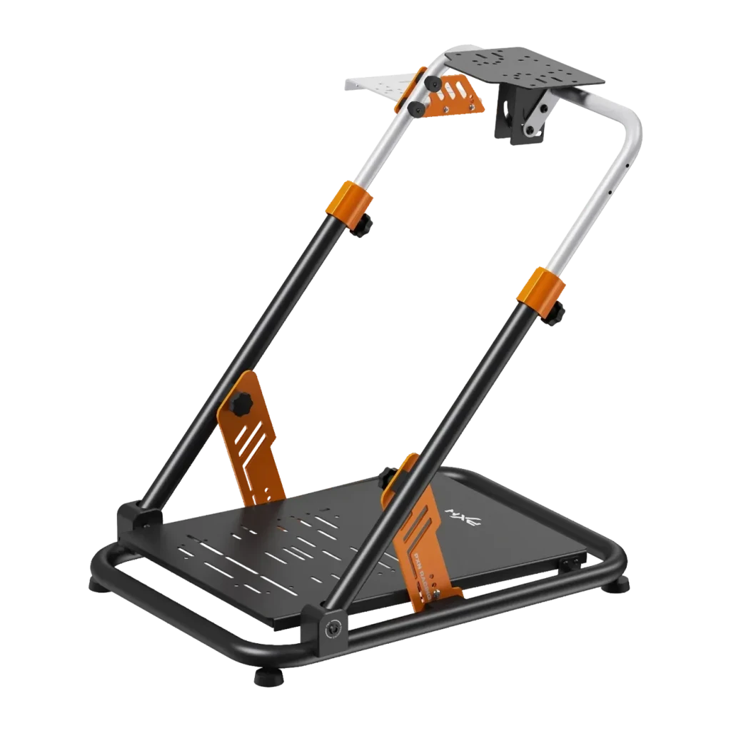 Support volant PXN A11 Inclinaison 6°-11,5° Noir, détail: cadre tubulaire avec connecteurs orange et plateforme perforée