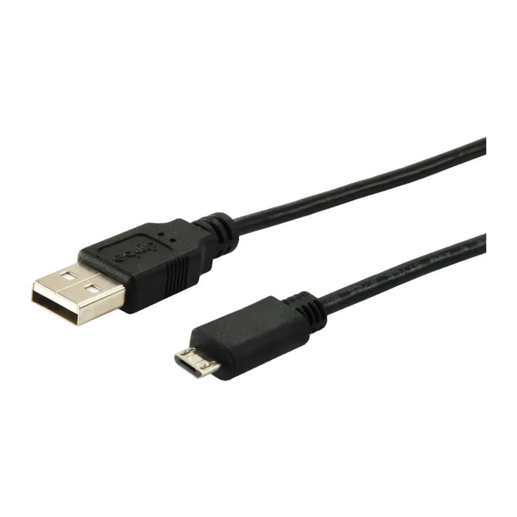 Cable USB equip 2.0 Tipo A a Micro-USB B 1,8m Negro para Carga y Transferencia de Datos - Imagen 1