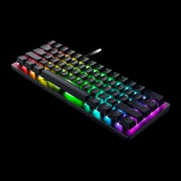 Teclado Gaming Razer Huntsman V3 Pro Mini Switch Óptico Analógico RGB Negro, detalle: vista en perspectiva con iluminación