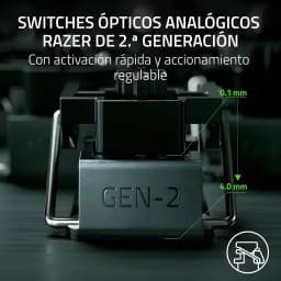Teclado Gaming Razer Huntsman V3 Pro Mini Switch Óptico Analógico RGB Negro, detalle: switch GEN-2 en primer plano