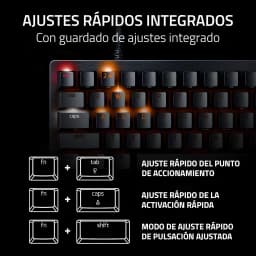 Teclado Gaming Razer Huntsman V3 Pro Mini Switch Óptico Analógico RGB Negro, detalle: teclas con retroiluminación naranja
