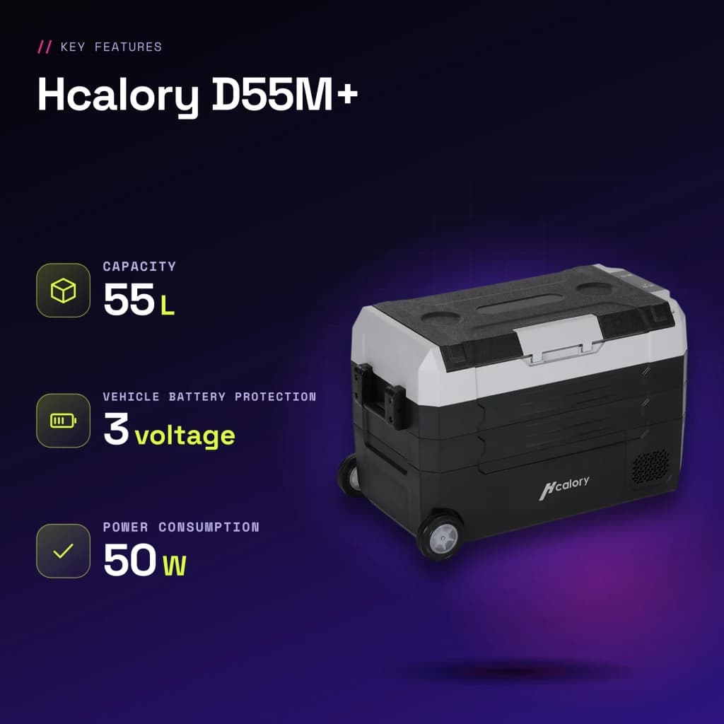 Glacière portable Hcalory D55M+ 50W 55L Dual Zone - caractéristiques