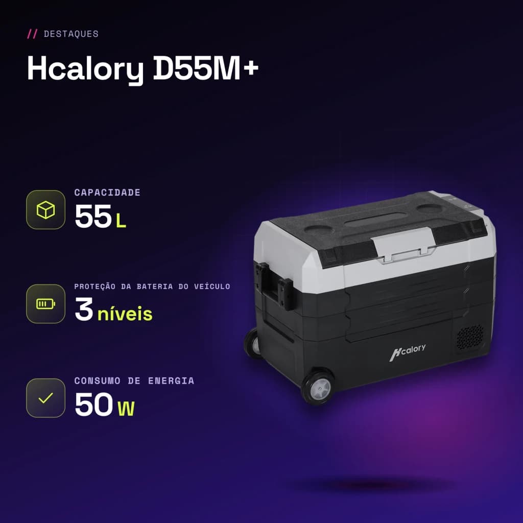 Glacière portable Hcalory D55M+ 50W 55L Dual Zone - caractéristiques