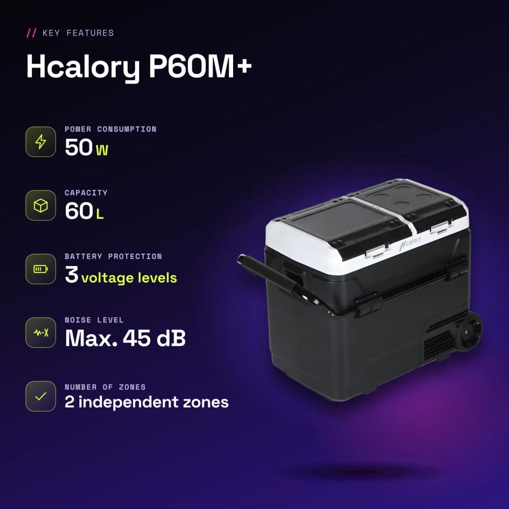 Nevera portátil Hcalory P60M+ 60L 50W - características