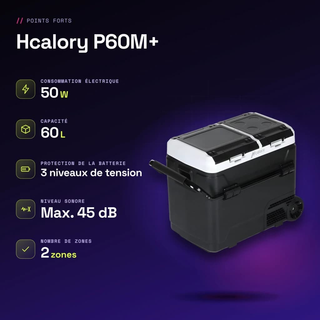 Nevera portátil Hcalory P60M+ 60L 50W - características
