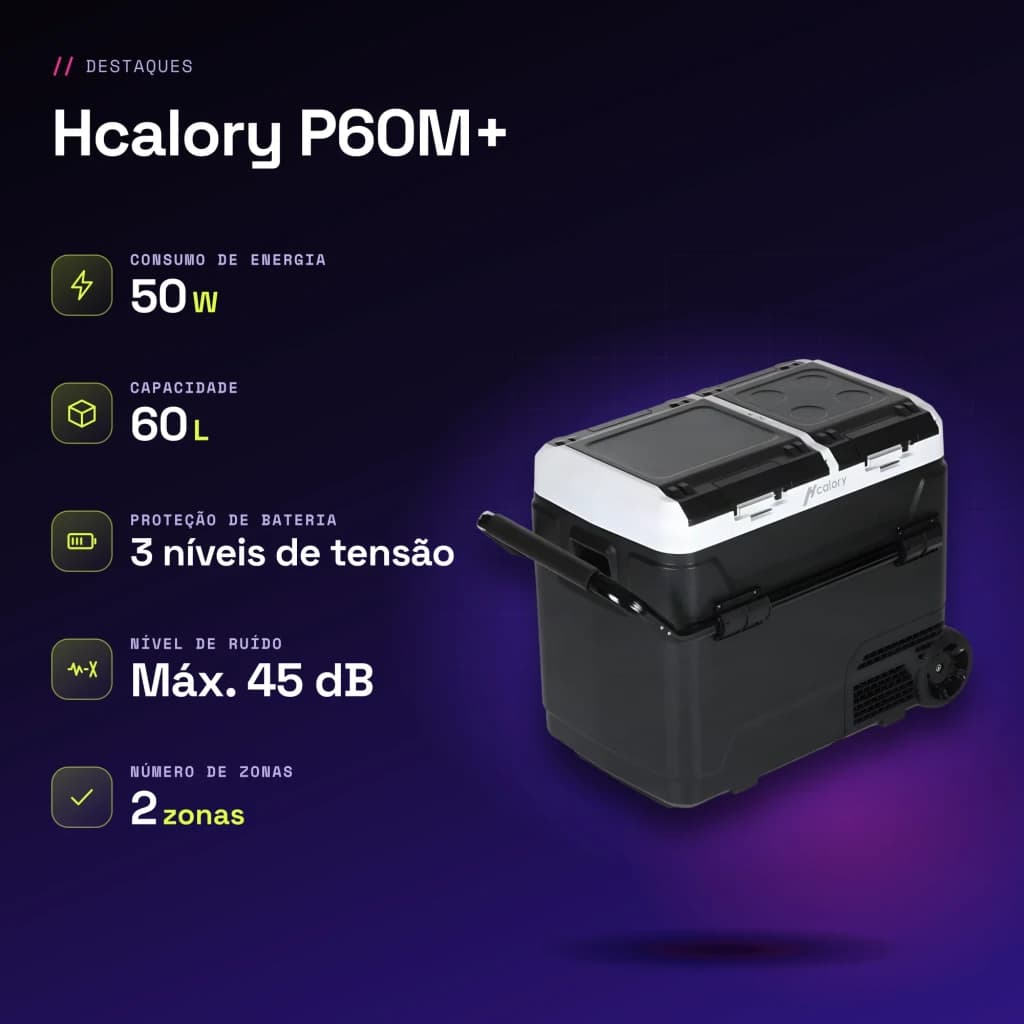 Nevera portátil Hcalory P60M+ 60L 50W - características