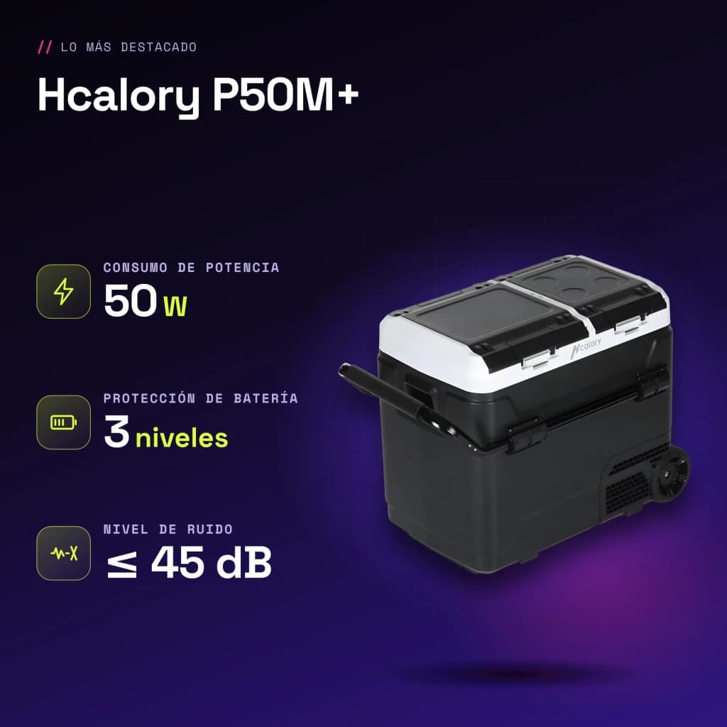 Nevera de coche Hcalory P50M+ 50L - características