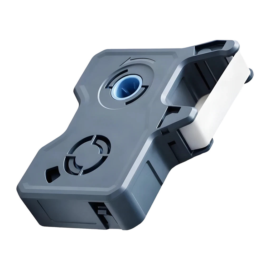 Cinta de impresora NIIMBOT Blanco RR14.2-70White, vista trasera: carcasa gris con carrete azul y cinta blanca visible