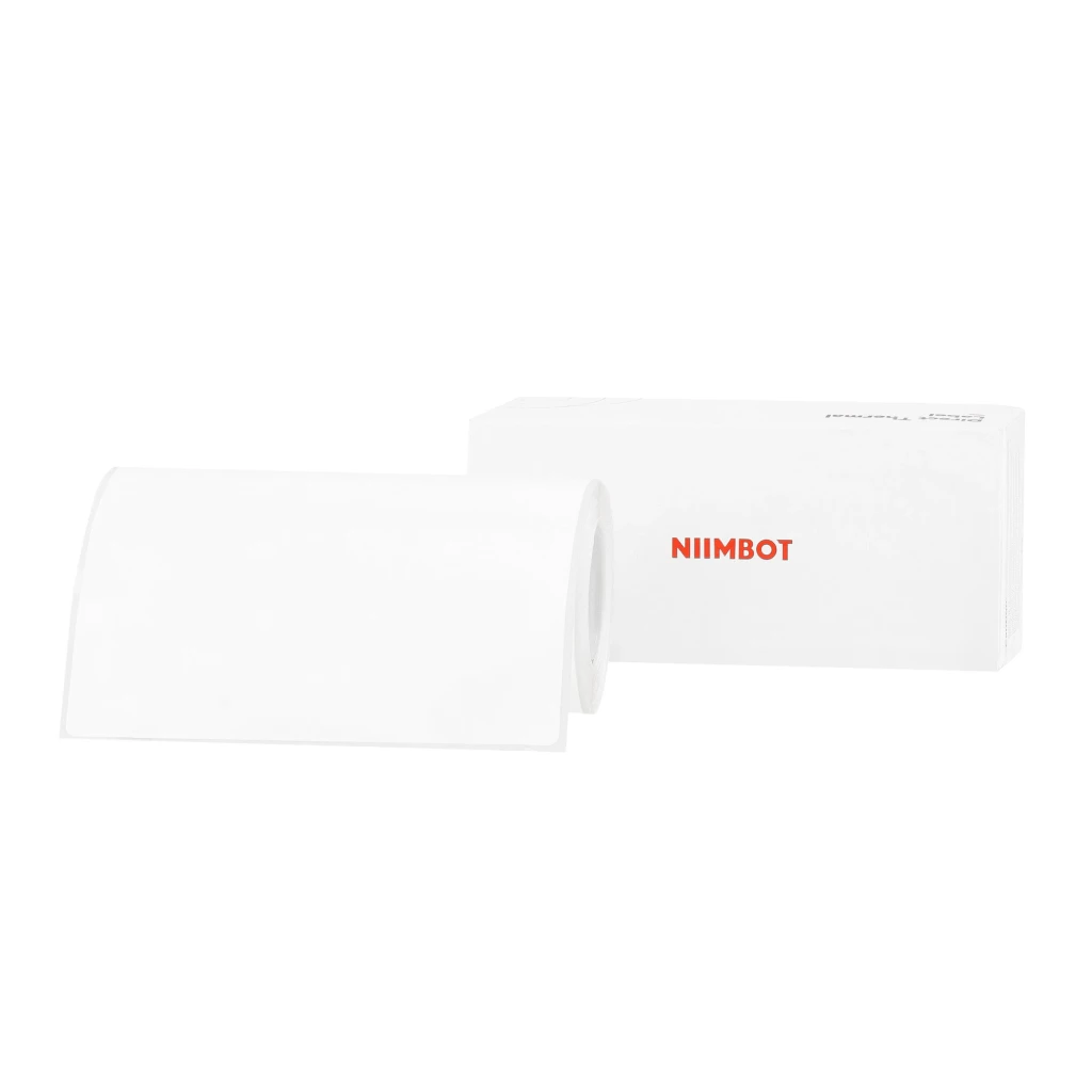 Etiquetas Térmicas Niimbot 100x100mm 75 uds Blanco T100x100-75, contenido de la caja: rollo de etiquetas desplegado junto