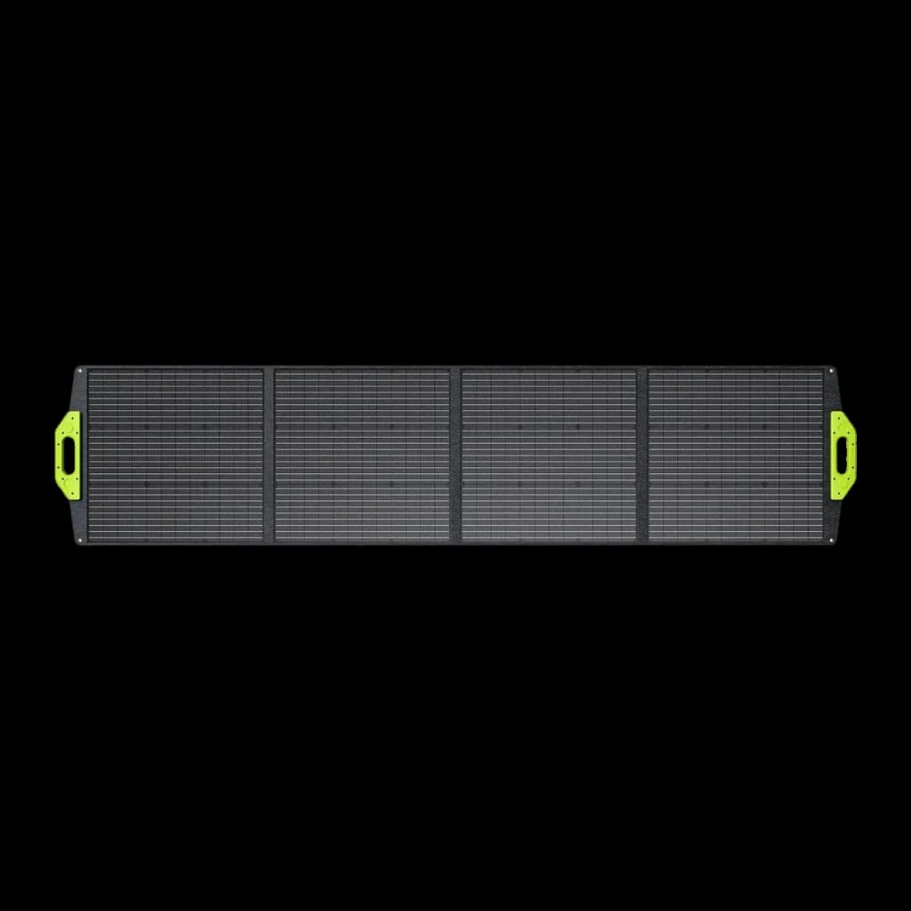 Painel Solar Dobrável FOSSIBOT SP200 Preto 200W Monocristalino Eficiência 23,4%, detalhe: 4 painéis abertos com alças
