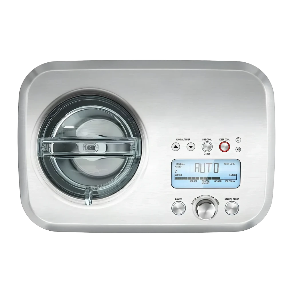 Sorbetière Sage Appliances The Smart Scoop 1L 200W Acier Inoxydable SCI600BSS2EEU1, détail: vue du dessus avec écran LCD