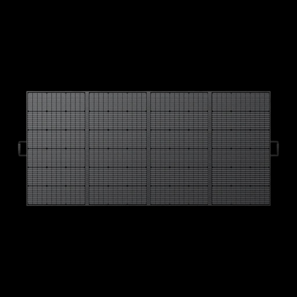 Painel Solar Dobrável Fossibot SP420 Preto 420W Monocristalino 23,4% eficiência, detalhe: 4 painéis abertos com células