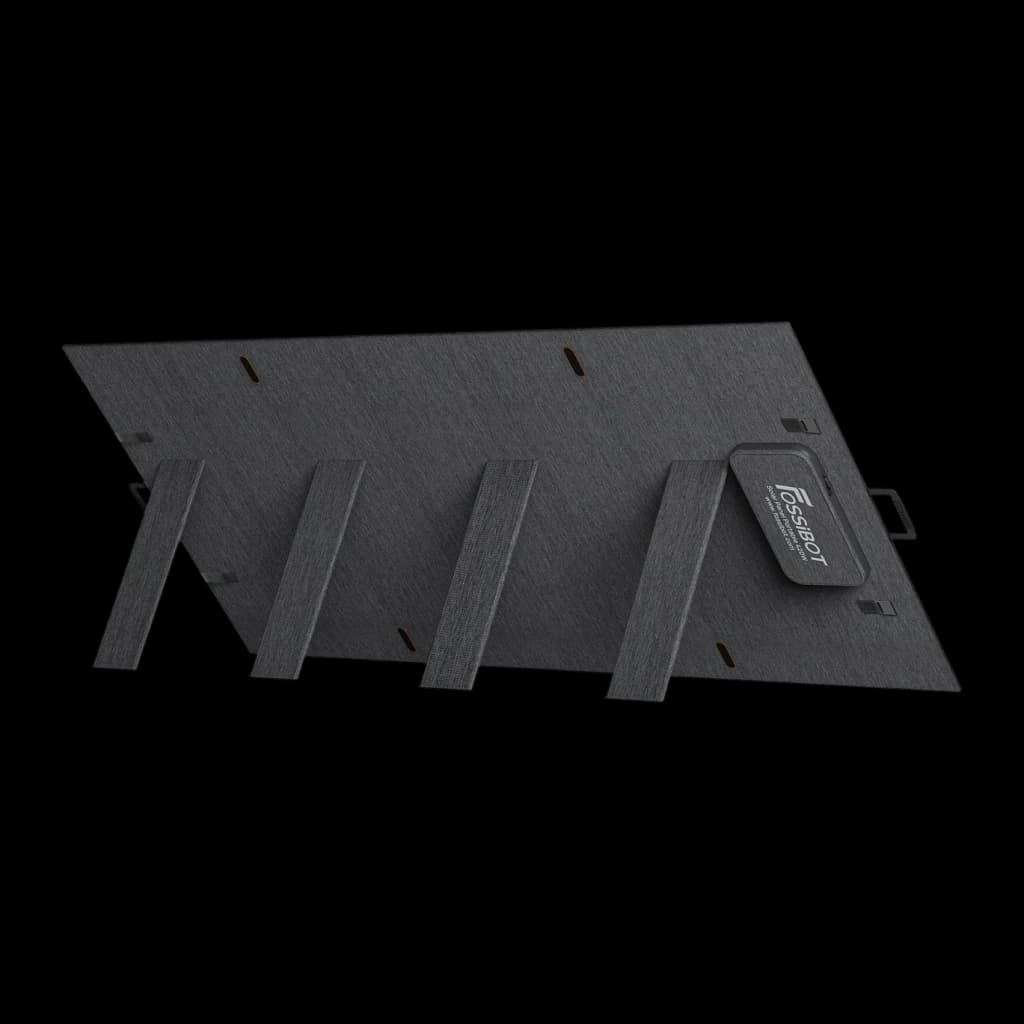 Painel Solar Dobrável Fossibot SP420 Preto 420W Monocristalino 23,4% eficiência, vista traseira: pés de suporte abertos