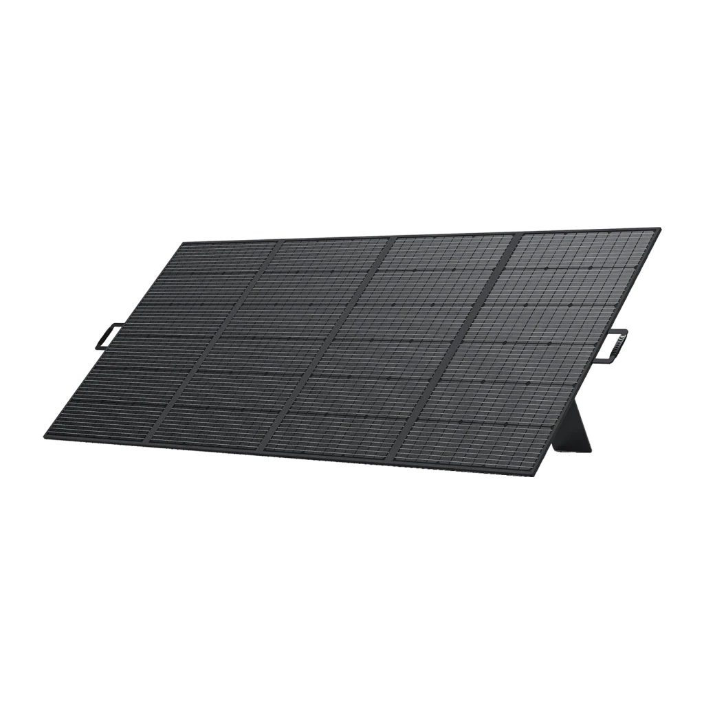 Painel Solar Dobrável Fossibot SP420 Preto 420W Monocristalino 23,4% eficiência, detalhe: vista em ângulo das 4 secções