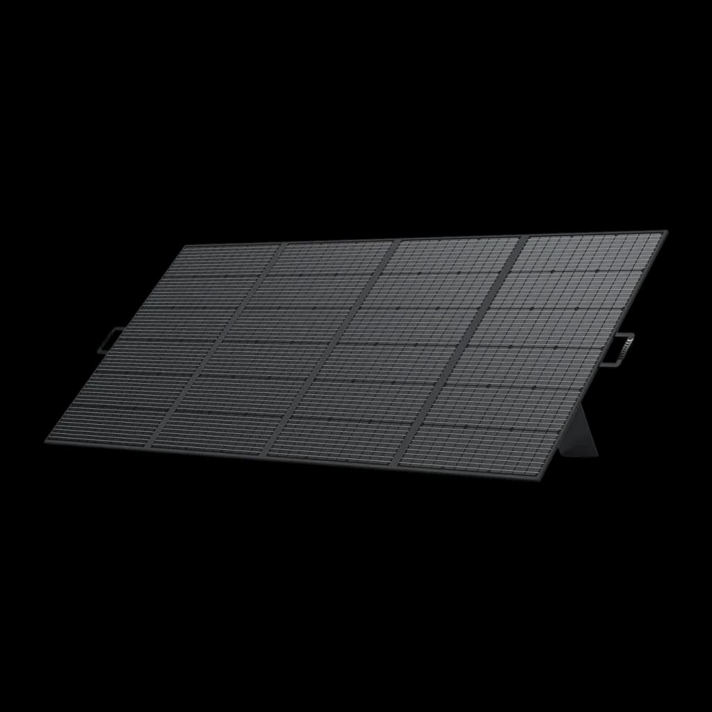 Painel Solar Dobrável Fossibot SP420 Preto 420W Monocristalino 23,4% eficiência, detalhe: vista em ângulo das 4 secções