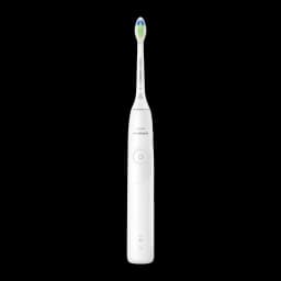 Brosse à dents électrique Philips Sonicare 5300 21 jours 2 vitesses HX7109/01, vue de face: manche blanc avec bouton marche