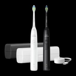 Brosse à dents électrique Philips Sonicare 5300 21 jours 2 vitesses HX7109/01, duo : modèles blanc et noir avec étuis