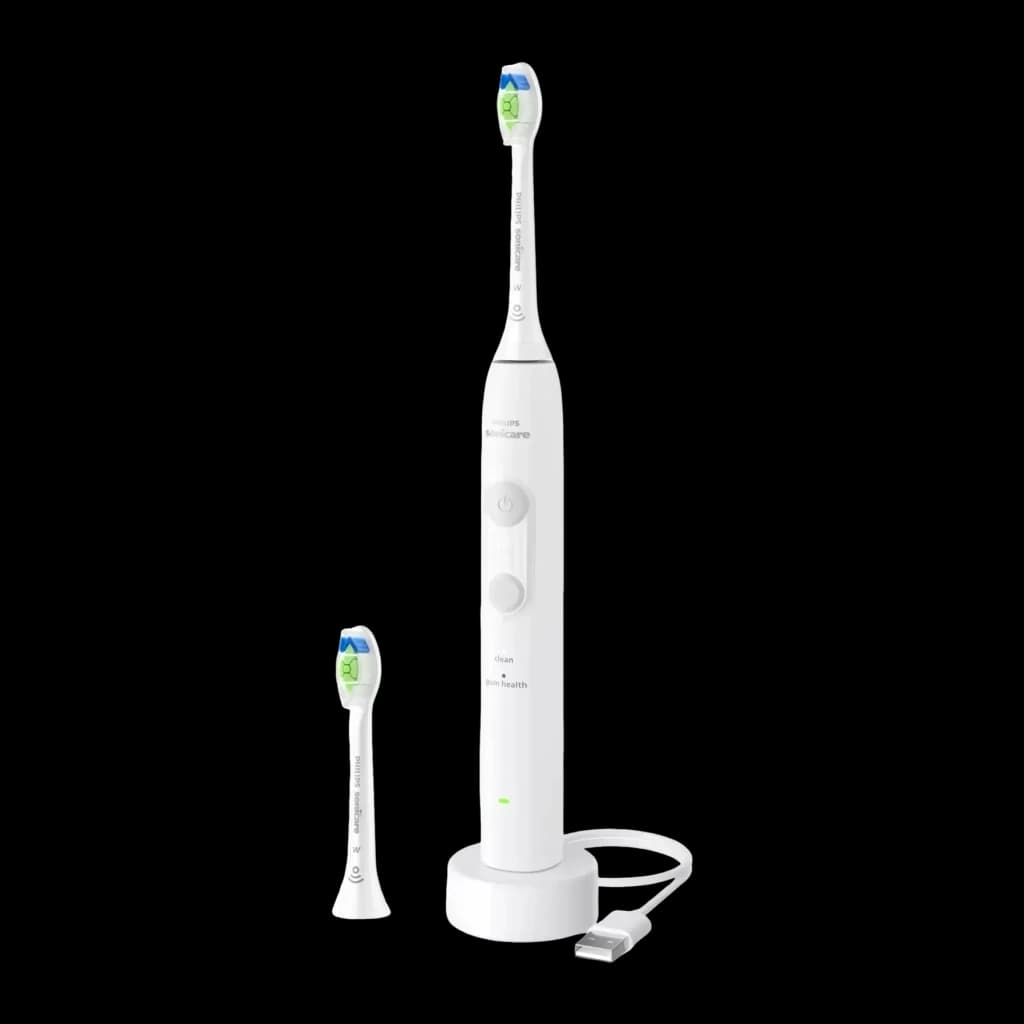 Brosse à dents électrique Philips Sonicare 4100 21 Jours 2 Modes Blanc HX4042/41, vue avant: manche, tête de rechange