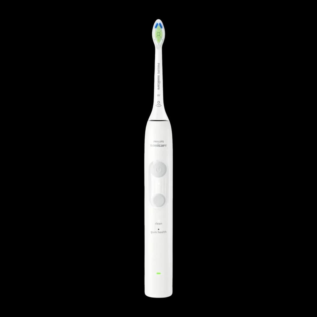 Brosse à dents électrique Philips Sonicare 4100 21 Jours 2 Modes Blanc HX4042/41, vue de face: manche blanc avec boutons
