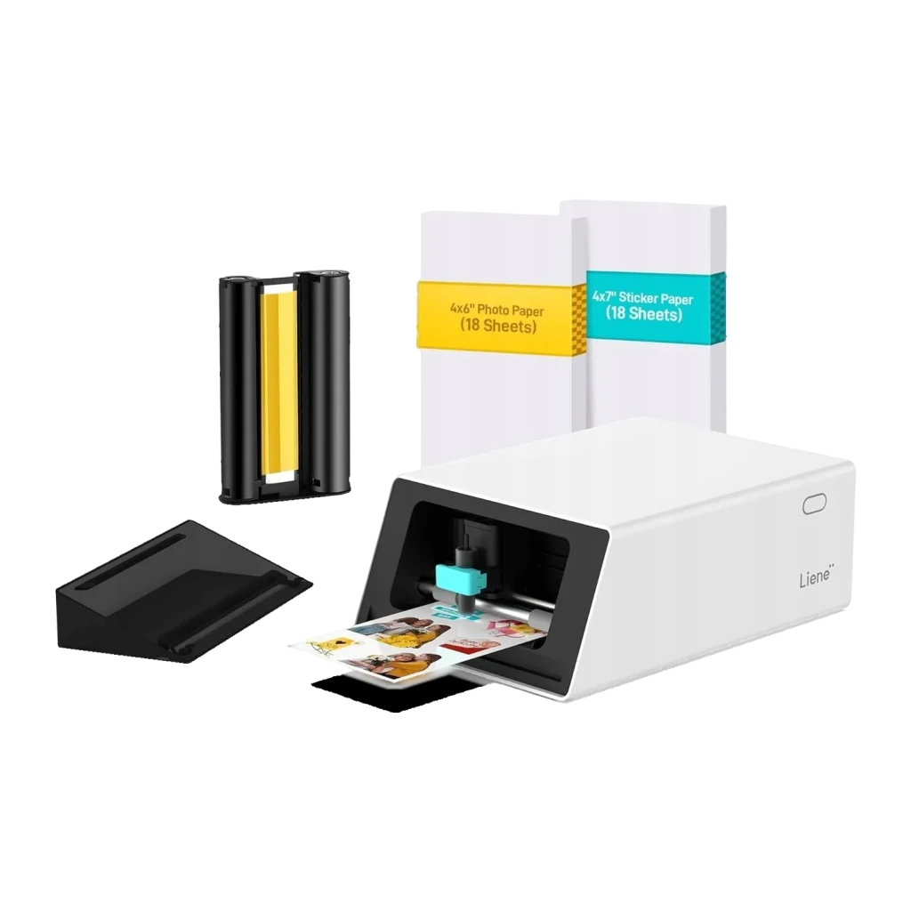 Imprimante photo portable Liene PixCut S1 Pix Cut 2 en 1 Blanc, kit complet: imprimante éjectant une photo, ruban encreur