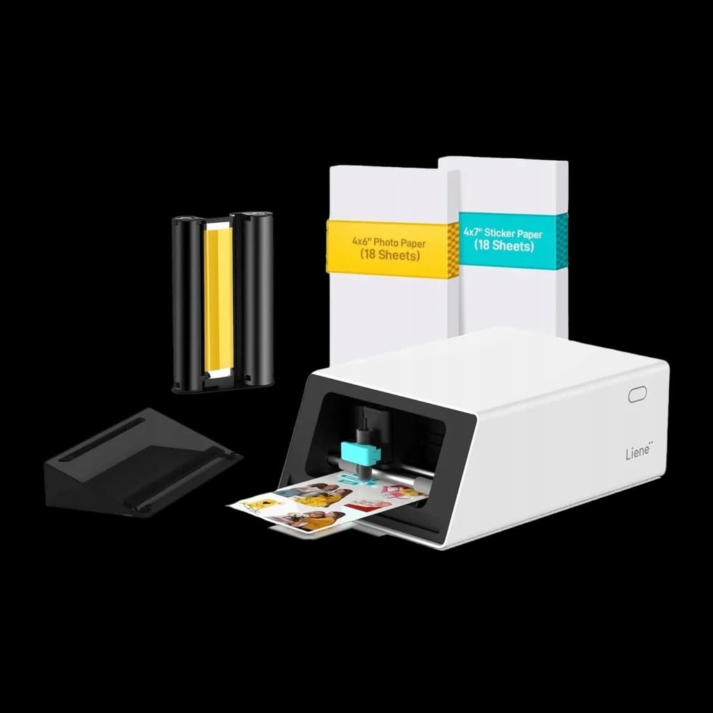 Imprimante photo portable Liene PixCut S1 Pix Cut 2 en 1 Blanc, kit complet: imprimante éjectant une photo, ruban encreur