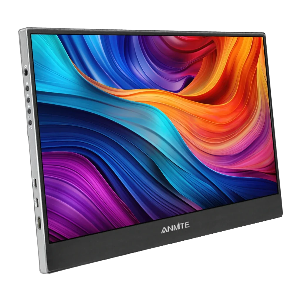 Écran Portable ANMITE 14 pouces WUXGA 1920x1200 IPS 100% sRGB 60Hz Gris A140W04, vue de face: dalle IPS avec image colorée