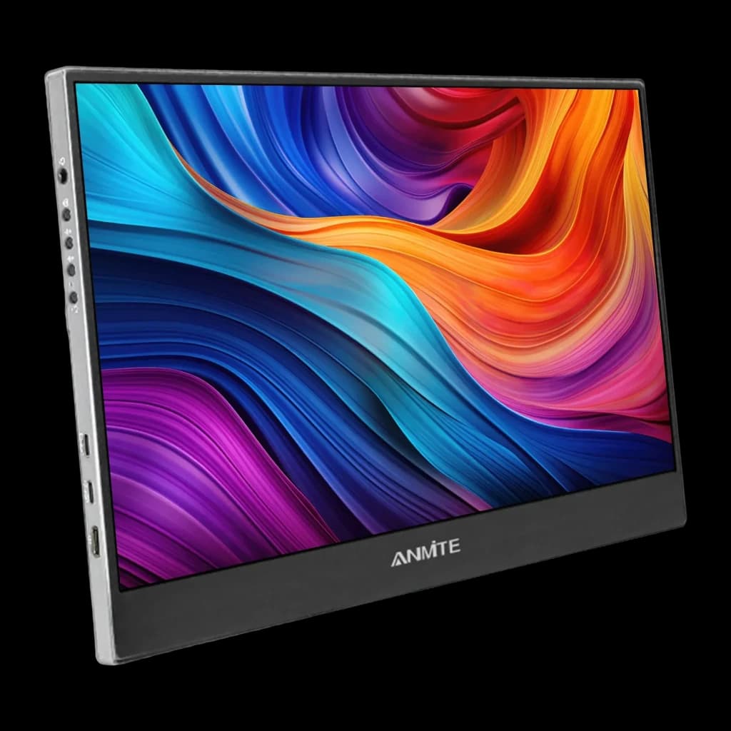 Écran Portable ANMITE 14 pouces WUXGA 1920x1200 IPS 100% sRGB 60Hz Gris A140W04, vue de face: dalle IPS avec image colorée