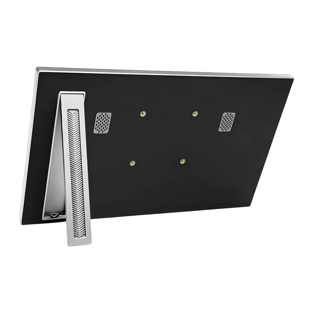 Écran Portable ANMITE 14 pouces WUXGA 1920x1200 IPS 100% sRGB 60Hz Gris A140W04, vue arrière: panneau noir avec pied argenté
