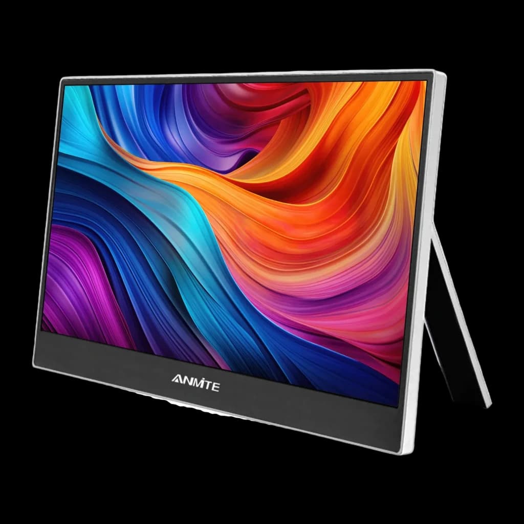 Écran Portable ANMITE 14 pouces WUXGA 1920x1200 IPS 100% sRGB 60Hz Gris A140W04, détail: vue en angle avec écran allumé