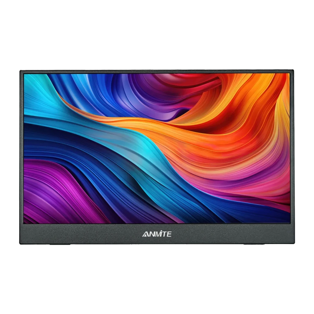 Écran Portable ANMITE 14 pouces WUXGA 1920x1200 IPS 100% sRGB 60Hz Gris A140W04, détail: face avant avec image de vagues