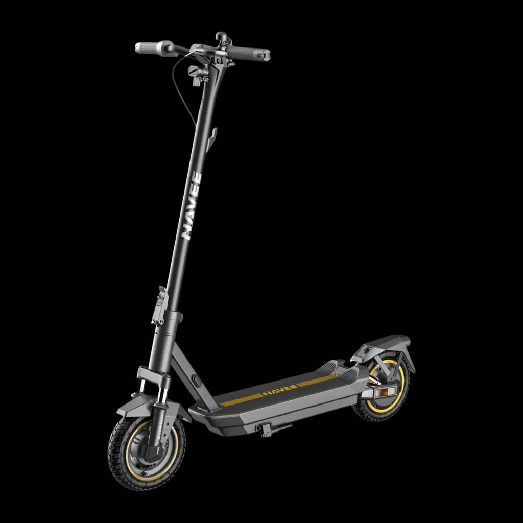 Trotinete elétrica NAVEE GT3 MAX 400W 75km 20km/h 10 polegadas Preto, vista lateral: guiador, deck antiderrapante com faixa