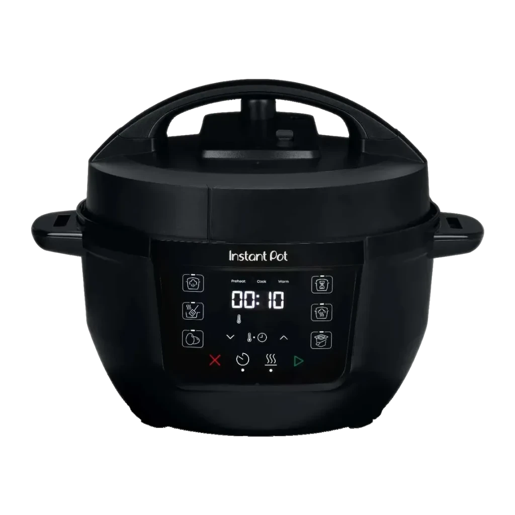 Multicuiseur Instant Pot Classic Mini 3,8L 800W Noir 921267, vue de face: panneau tactile avec affichage numérique, boutons