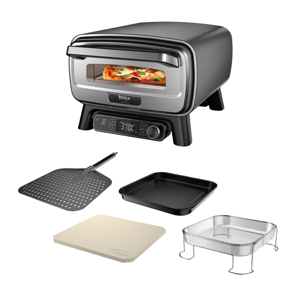 Four à pizza Ninja Artisan 1760W Acier Inoxydable MO201EU, accessoires: pelle, plaque, pierre et panier inclus