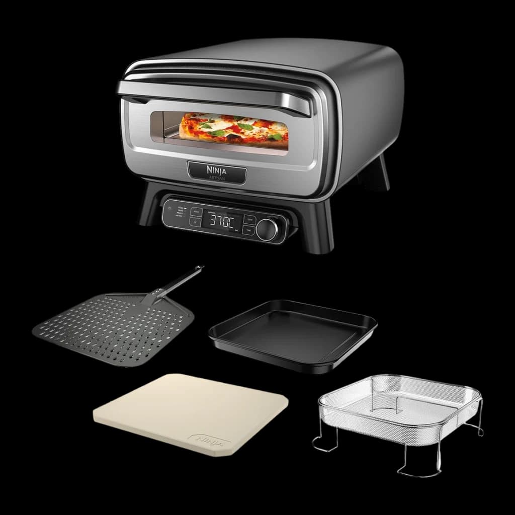 Four à pizza Ninja Artisan 1760W Acier Inoxydable MO201EU, accessoires: pelle, plaque, pierre et panier inclus
