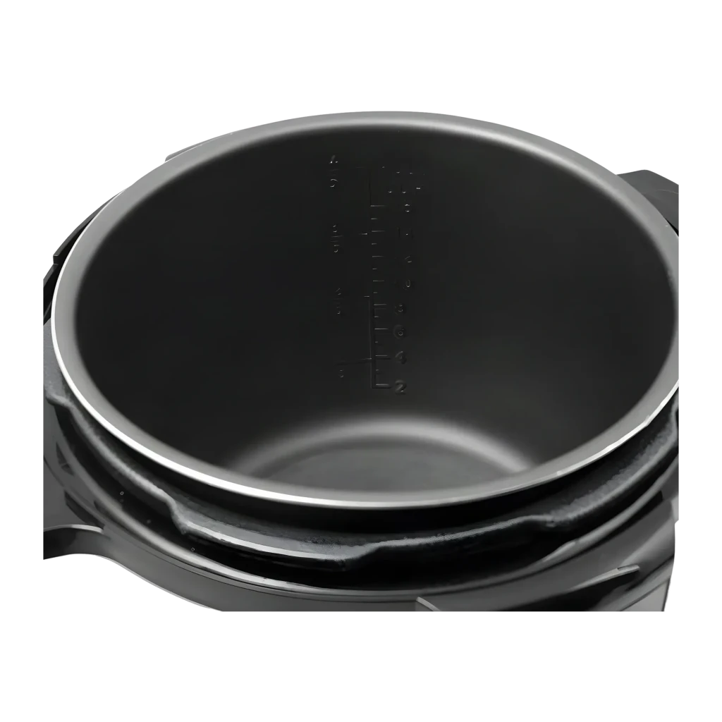 Cocotte-minute électrique Orbegozo HPE 8075 8L 1400W Noir/Acier inoxydable, détail: cuve intérieure antiadhésive