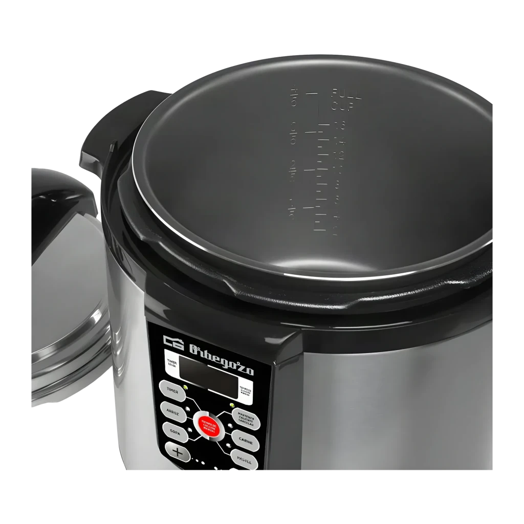 Cocotte-minute électrique Orbegozo HPE 8075 8L 1400W Noir/Acier inoxydable, détail: cuve antiadhésive avec graduations