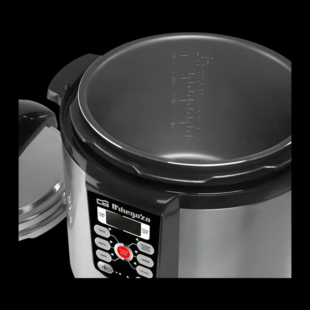 Cocotte-minute électrique Orbegozo HPE 8075 8L 1400W Noir/Acier inoxydable, détail: cuve antiadhésive avec graduations
