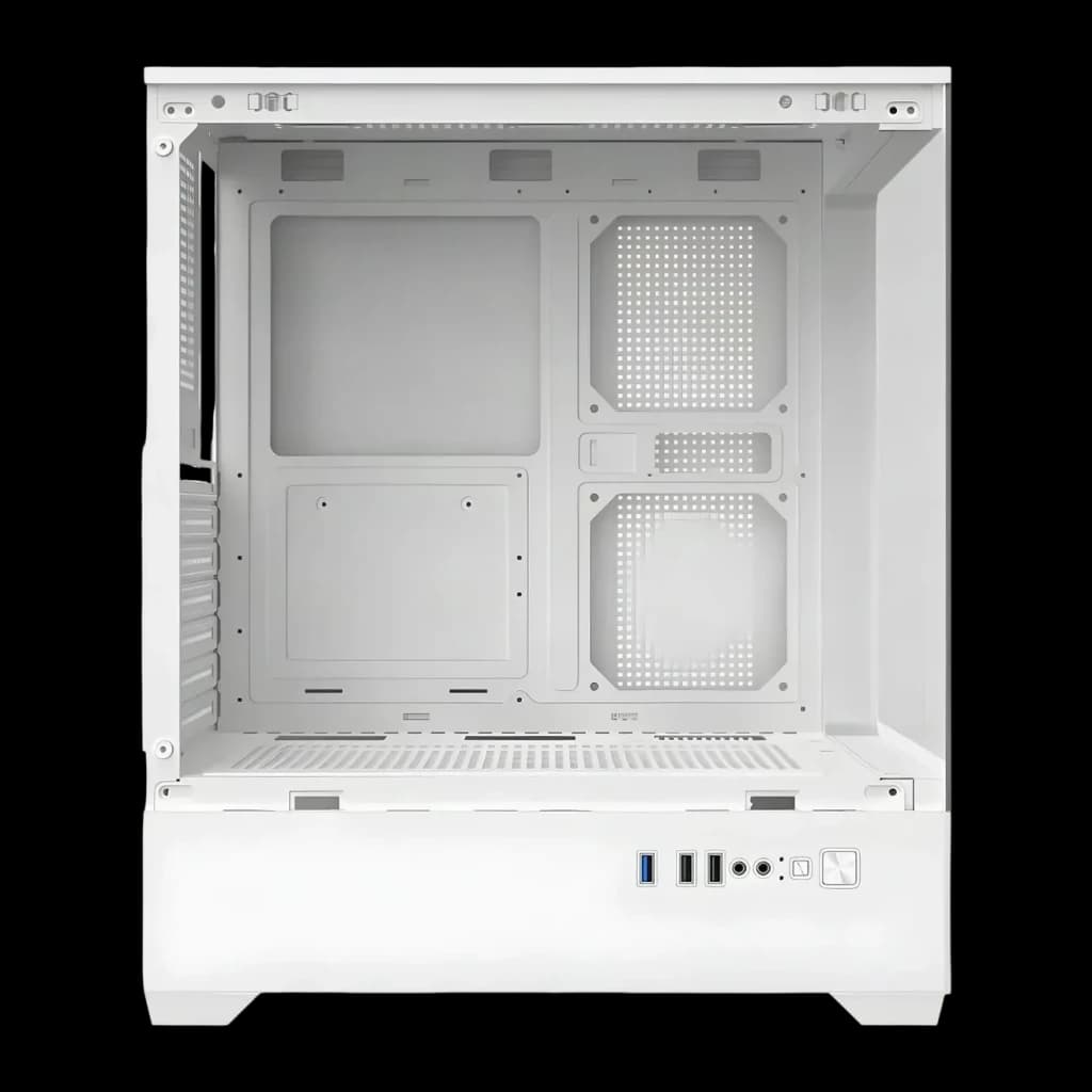 Caixa PC Darkflash C365 Vidro Temperado 270° ATX/M-ATX/ITX Branco, detalhe: interior branco com bandejas modulares, suportes