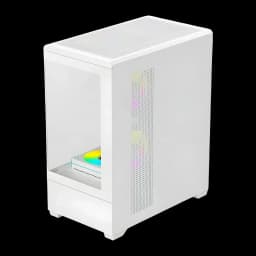 Caixa PC Darkflash C365 Vidro Temperado 270° ATX/M-ATX/ITX Branco, detalhe: painel lateral perfurado com fans ARGB e janela