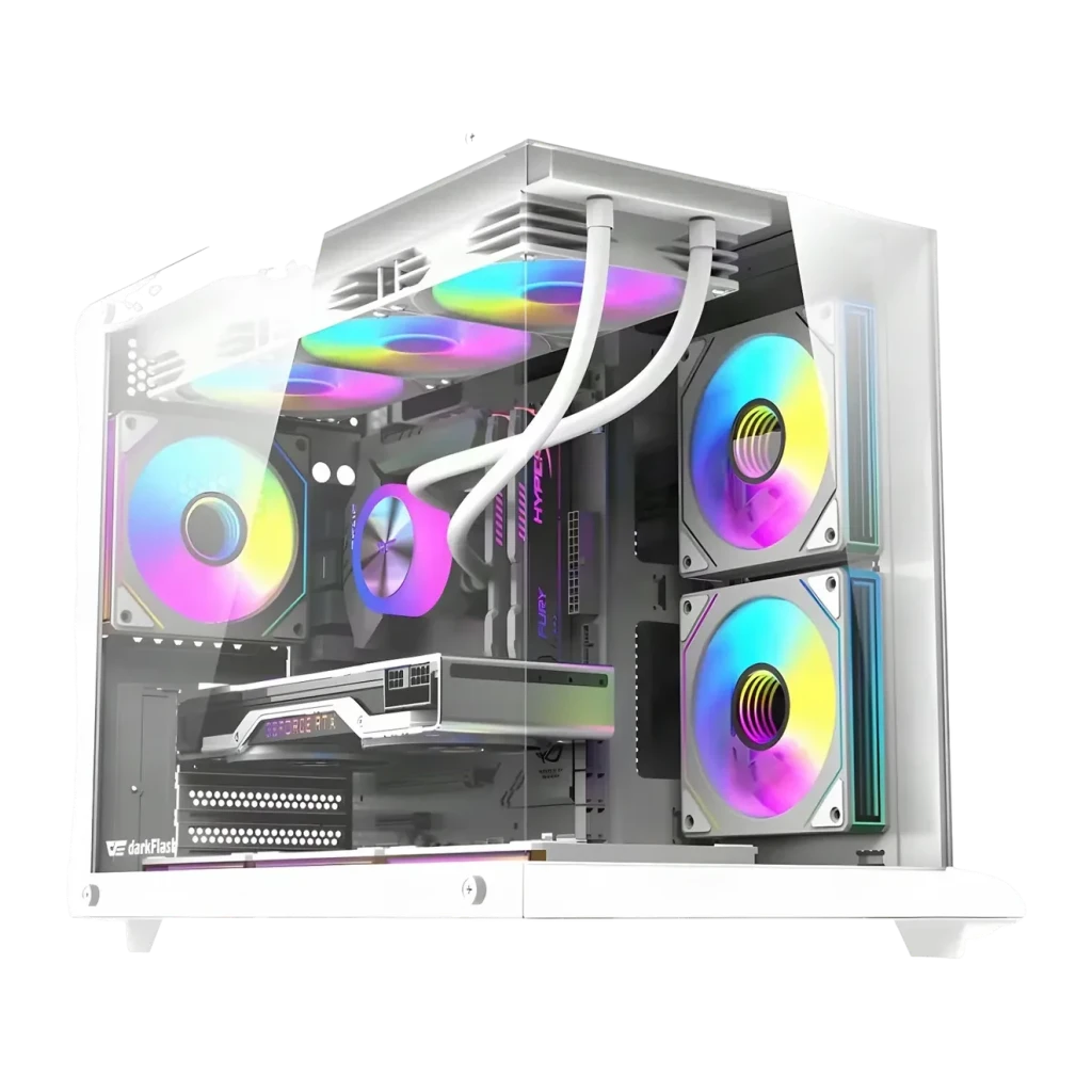 Caja PC Darkflash B275 PRO Cristal Templado 270° M-ATX / ITX 6 Ventiladores Blanco