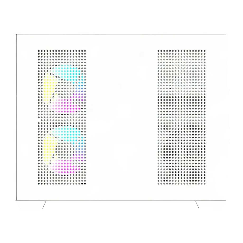 Boîtier PC Darkflash B275 PRO Verre Trempé 270° M-ATX / ITX 6 Ventilateurs Blanc, détail: panneau latéral à grille perforée