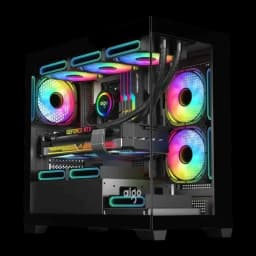 Caixa PC Darkflash C218M 2 Painéis Vidro Temperado Mini Tower mATX/ITX Preto, vista frontal: interior com ventoinhas RGB