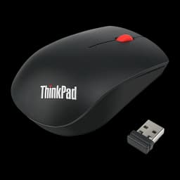 Ratón Lenovo ThinkPad Essential Negro Inalámbrico 2,4 GHz Ergonómico, vista superior: cuerpo negro mate, botón rojo y nano