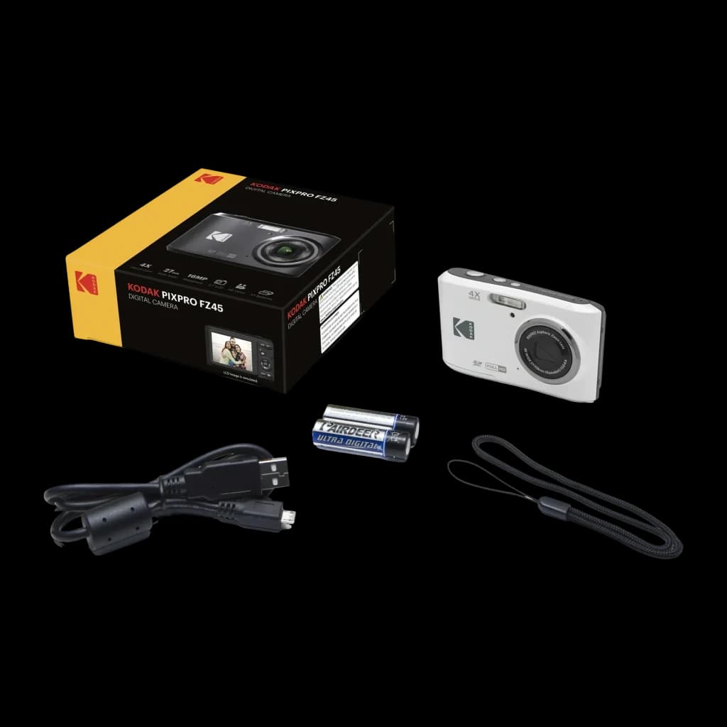 Appareil Photo Compact Kodak PIXPRO FZ45 Blanc CMOS 1/2.3 pouces Full HD 1080p 16MP, contenu boîte: appareil, boîte, câble